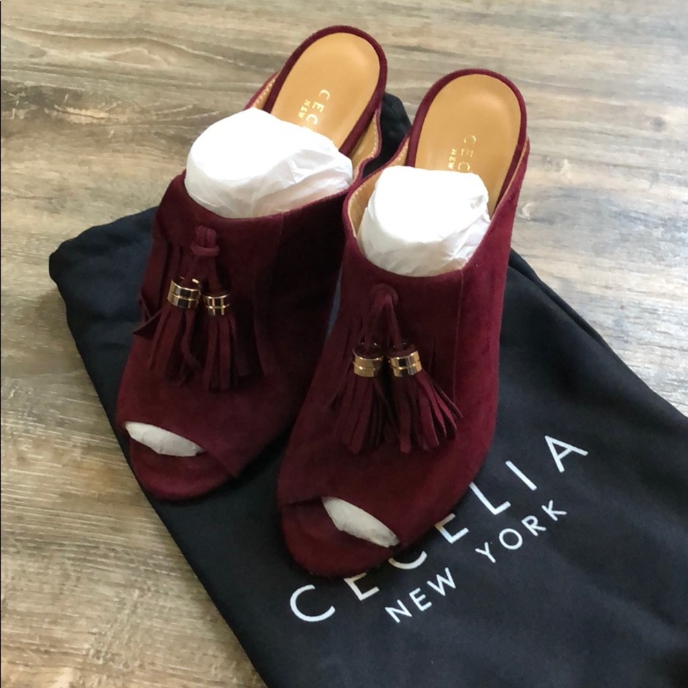 Cecelia Maroon Suede Mules - Size 6
